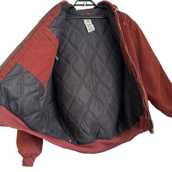 Carhartt Mens Hooded Quilted Jacket Size XL Red Clay J130 CLY Workwear - Picture 8 of 9